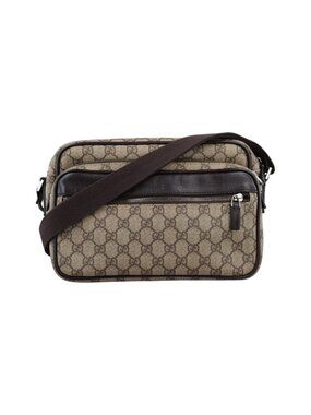 Gucci GG Plus Brown Beige Canvas Leather Tote